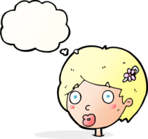 cartoon surprised female face with thought bubble png