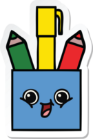 sticker of a cute cartoon pencil pot png