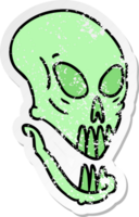 distressed sticker cartoon doodle of a skull head png