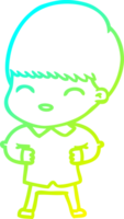 cold gradient line drawing happy cartoon boy png