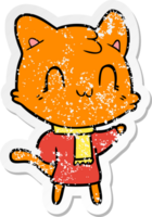 beunruhigter Aufkleber einer Cartoon-glücklichen Katze mit Schal png