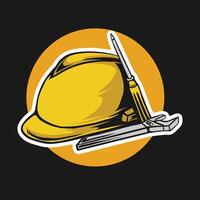 Editable vector illustration of worker's helmet with screwdriver and wrench
