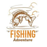 viintage fishing adventure logo illustration vector