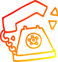 warm gradient line drawing cartoon retro telephone png