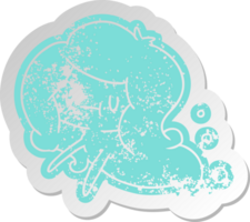 distressed old sticker of a kawaii cute ghost png