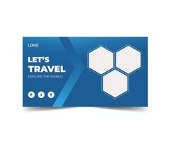 Travel agency promotion video thumbnail design vector