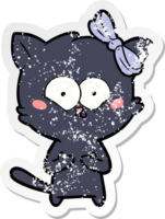 distressed sticker of a cartoon cat png