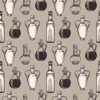 Seamless pattern brown, beige with vegetable oil bottles. vector