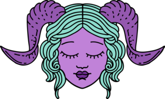 Retro Tattoo Style tiefling character face png