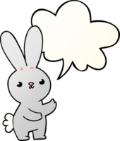 mignonne dessin animé lapin avec discours bulle dans lisse pente style png