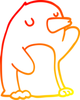 warm gradient line drawing of a cartoon penguin png