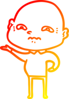 warm gradient line drawing of a cartoon nervous man png