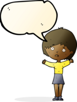 cartoon worried woman with speech bubble png