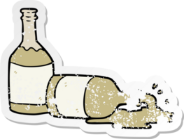 distressed sticker of a cartoon beer bottles png