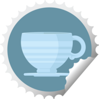 kaffe kopp grafisk illustration runda klistermärke stämpel png