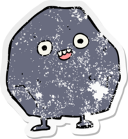 distressed sticker of a cartoon rock png