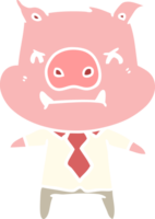 Wütender Cartoon-Schwein-Chef im flachen Farbstil png
