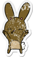 distressed sticker of a curious bunny cartoon png