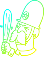 cold gradient line drawing of a cartoon policeman waving baton png