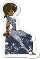 retro noodlijdende sticker van een cartoon pin-up pose girl png