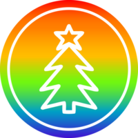 Noël arbre circulaire icône avec arc en ciel pente terminer png