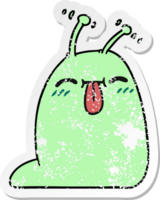 hand drawn distressed sticker cartoon of a happy kawaii slug png