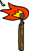 cartoon doodle burning match png