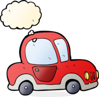 Cartoon-Auto mit Gedankenblase png