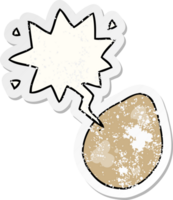 cartoon egg with speech bubble distressed distressed old sticker png