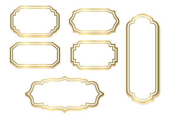 Set of golden frames border design vintage. Vector graphics