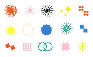 Set of Y2K stars and futuristic graphic ornaments vector