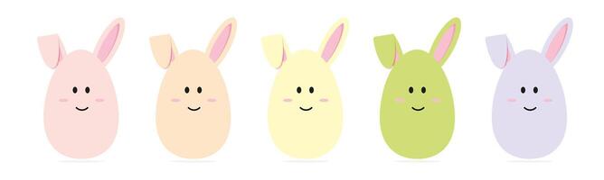 Set of Easter eggs with ears. Easter eggs. Easter set. Vector graphics