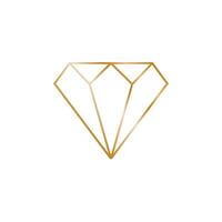 Elegant Golden Diamond Outline on White Background. Vector graphics