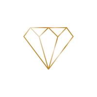 Elegant Golden Diamond Outline on White Background. Vector graphics