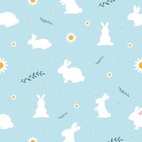 Pattern with Easter bunnies. Vector graphics in cartoon style