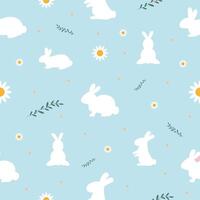 Pattern with Easter bunnies. Vector graphics in cartoon style