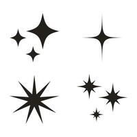 Set of Spark Icon or Star Shape or Star Shine Black Concept. Vector graphics