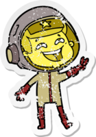 autocollant en détresse d'un astronaute riant de dessin animé png