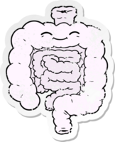 distressed sticker of a cartoon intestines png