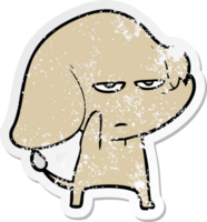 distressed sticker of a annoyed cartoon elephant png