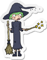 sticker of a cartoon witch casting spell png