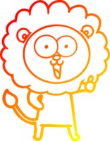 warm gradient line drawing of a happy cartoon lion png