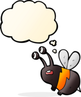 cartoon frightened bee with thought bubble png