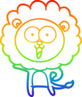 rainbow gradient line drawing of a happy cartoon lion png