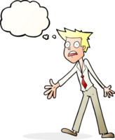 cartoon stressed man with thought bubble png