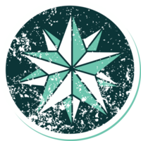 iconic distressed sticker tattoo style image of a star png