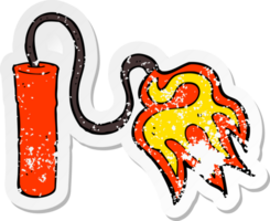 retro distressed sticker of a cartoon dynamite burning png