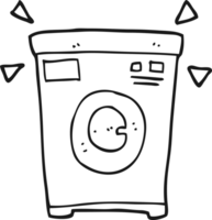 hand drawn black and white cartoon washing machine png