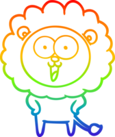 regnbåge lutning linje teckning av en Lycklig tecknad serie lejon png