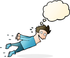 cartoon drenched man flying with thought bubble png